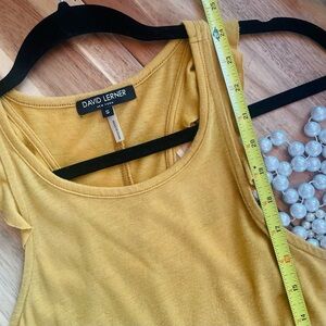DAVID LERNER | S | Bridgette Knit Mustard Gold High Neck Ruffle Linen Blend Tank